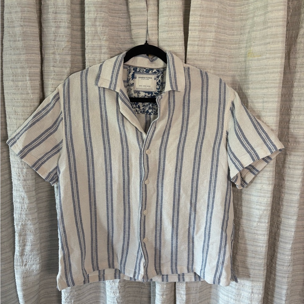 Denim & Flower White and Blue Patterned Shirt